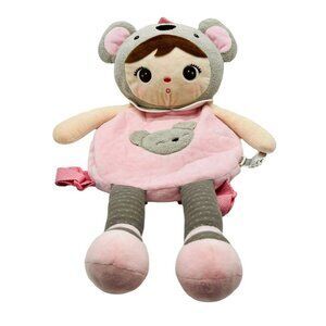 Metoo Girl Koala Girl Plush Backpack Doll Pink Gray Toddler‎ Zipper